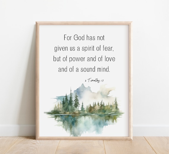For God Has Not Given Us Fear Poster 2 Timothy 1:7 Watercolor Scripture Art