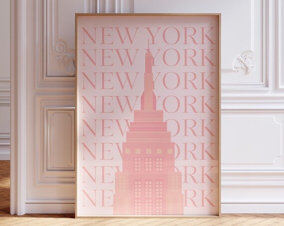 New York City Travel Printcute Trendy Wall Artpink Nyc Travel Exhibition Printdigital Art Downloadpreppy Nyc Postertrendy New York Art