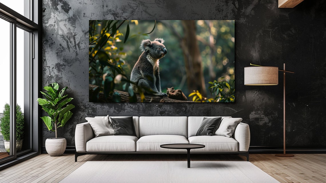 Koala Bear Branch Green Forest Sunlight Cute Wildlife Poster