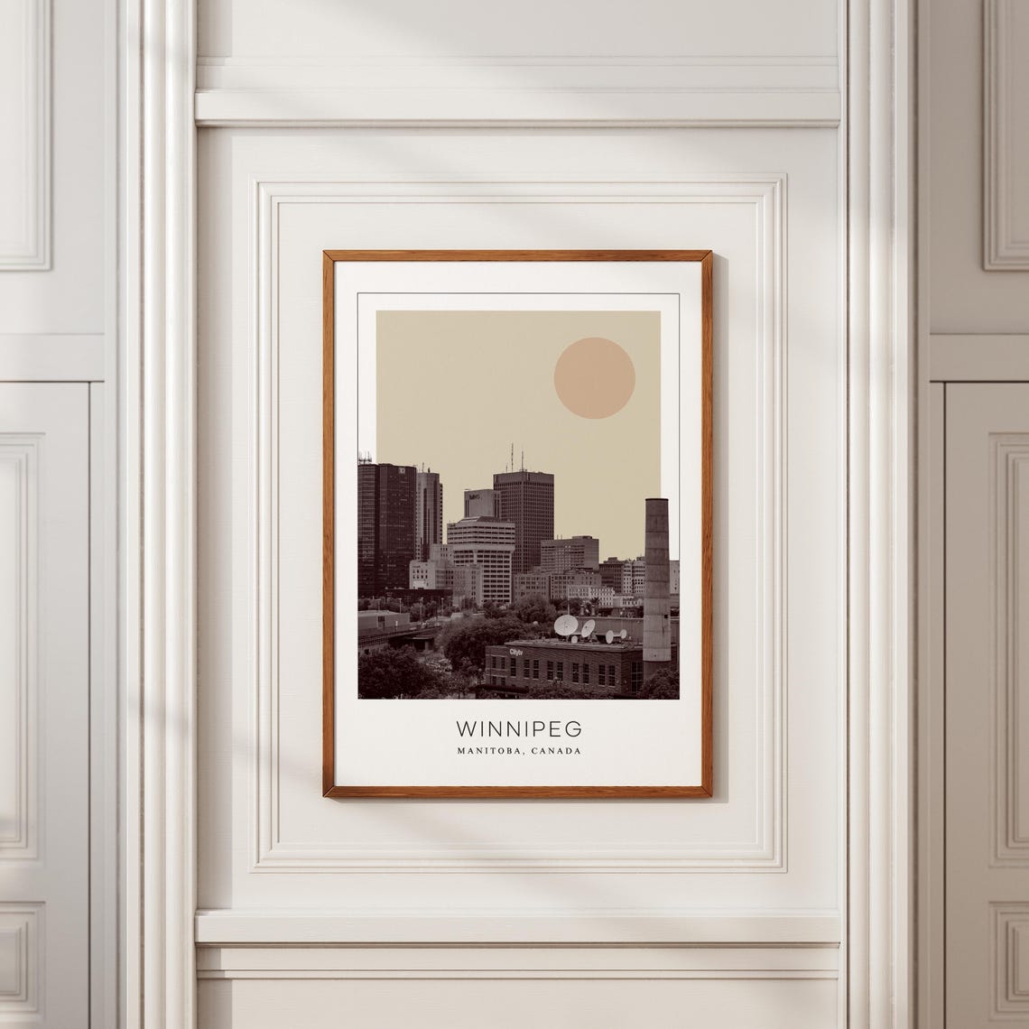 Winnipeg Manitoba Downtown Skyline Minimalist Sun Travel Poster - Image 2