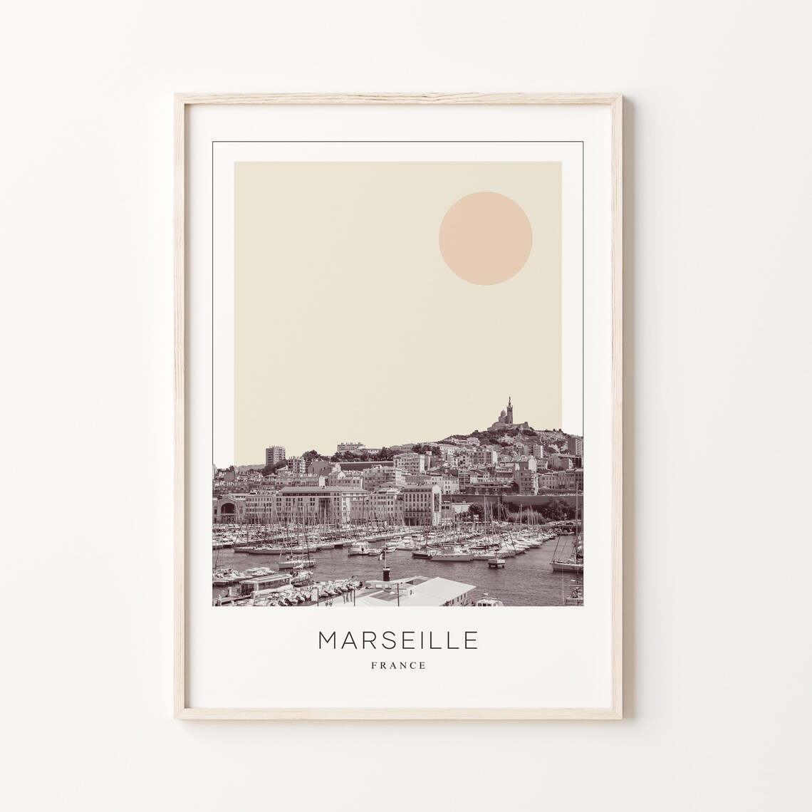 Marseille France Old Port Harbor View Minimalist Travel Poster