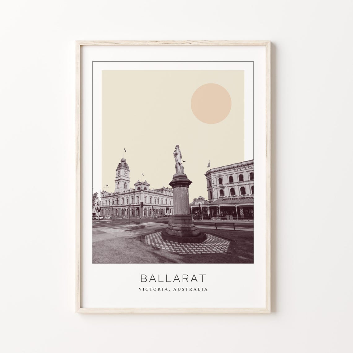 Ballarat Australia Historic Town Hall Minimalist Travel Poster
