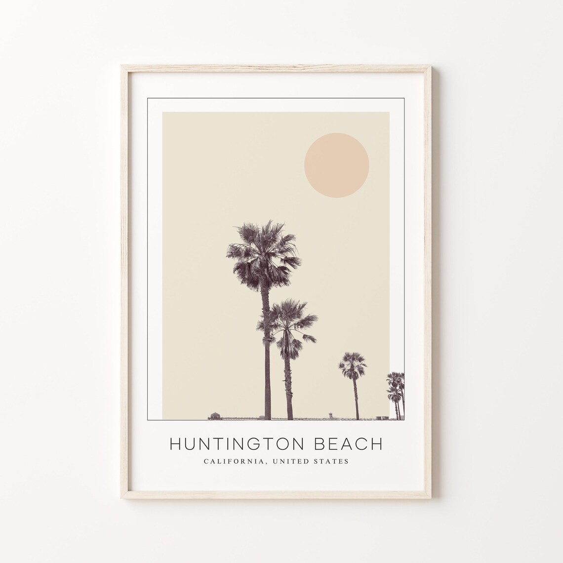 Huntington Beach Travel Poster, Minimalist Art Print