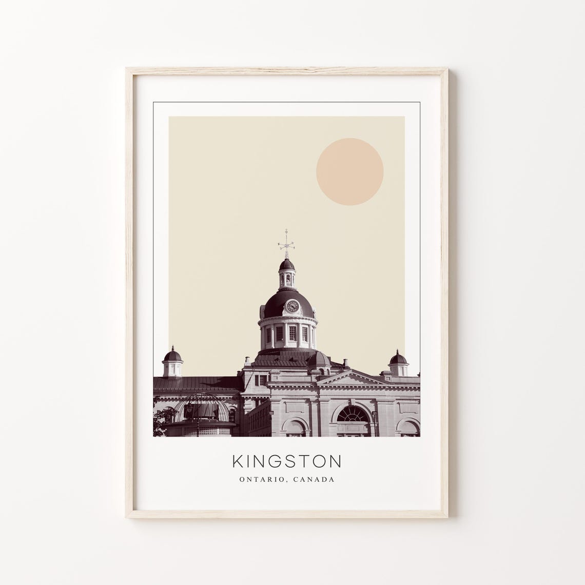 Kingston Ontario Domed City Hall Minimalist Sun Travel Poster