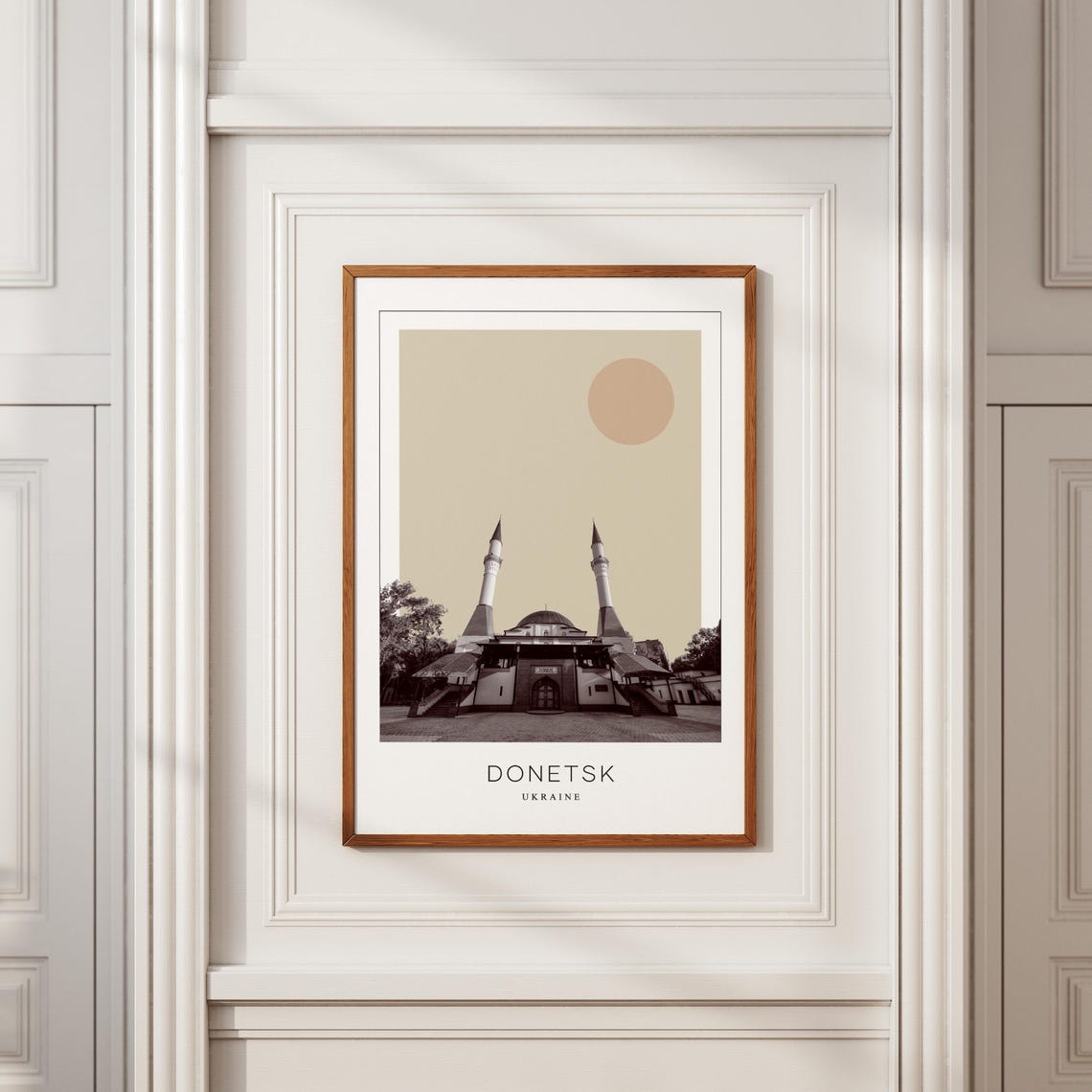 Donetsk Ukraine Grand White Mosque Sunset Minimalist Travel Poster - Image 2