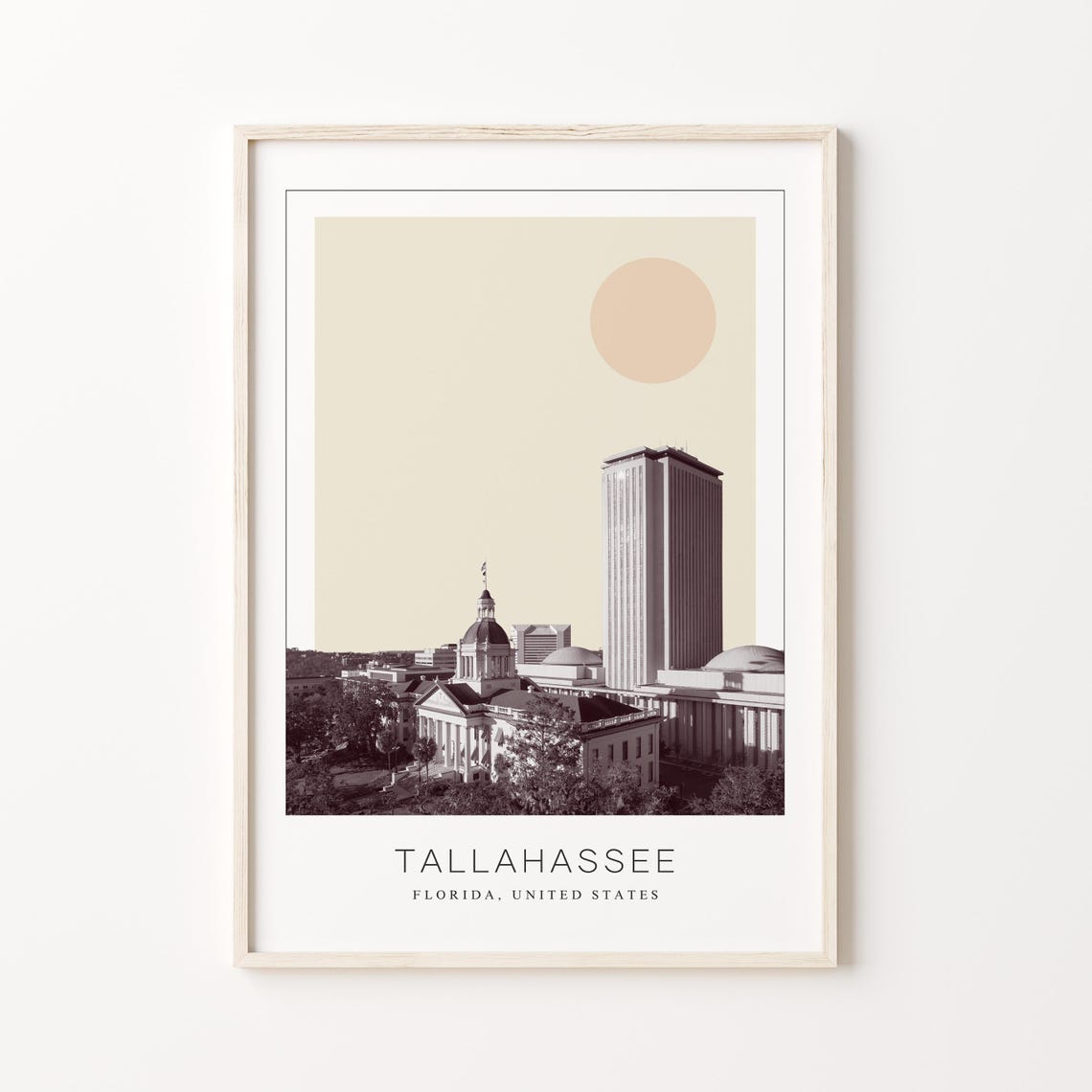 Tallahassee Florida Capitol Dome Skyline Minimalist Travel Poster