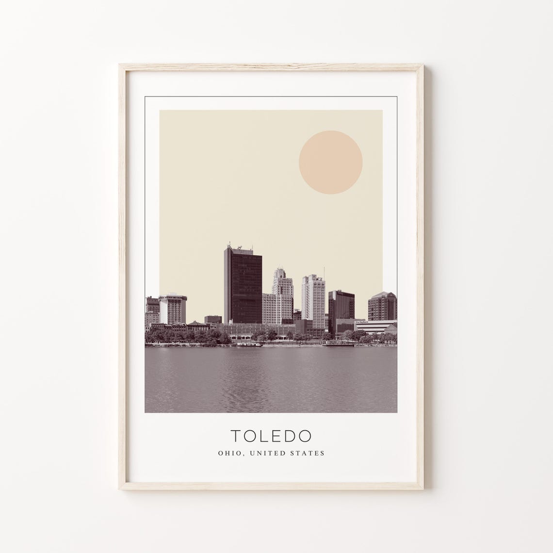 Toledo Ohio Riverfront Skyline With Tall Dark Tower Centered Poster