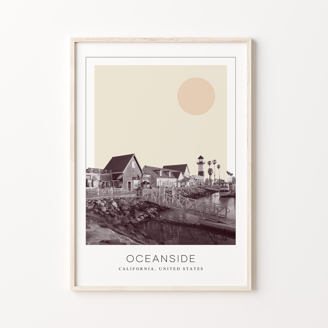 Oceanside Minimalist Travel Poster, California