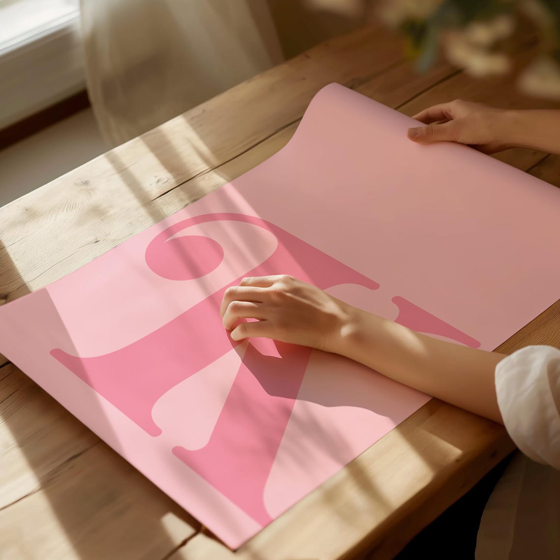 Letter K Pink Serif Monogram Personalized Initial Wall Poster - Image 2