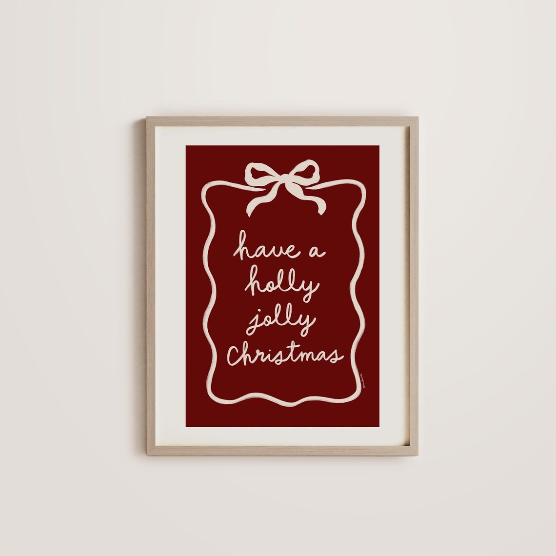 Have A Holly Jolly Christmas Red Ribbon Bow Holiday Quote Poster - Image 4