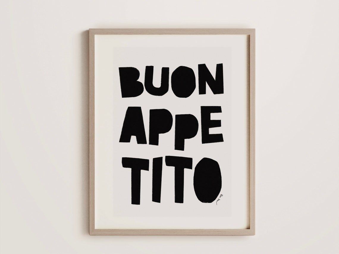 Buon Appetito Bold Black Typography Italian Kitchen Wall Art - Image 2