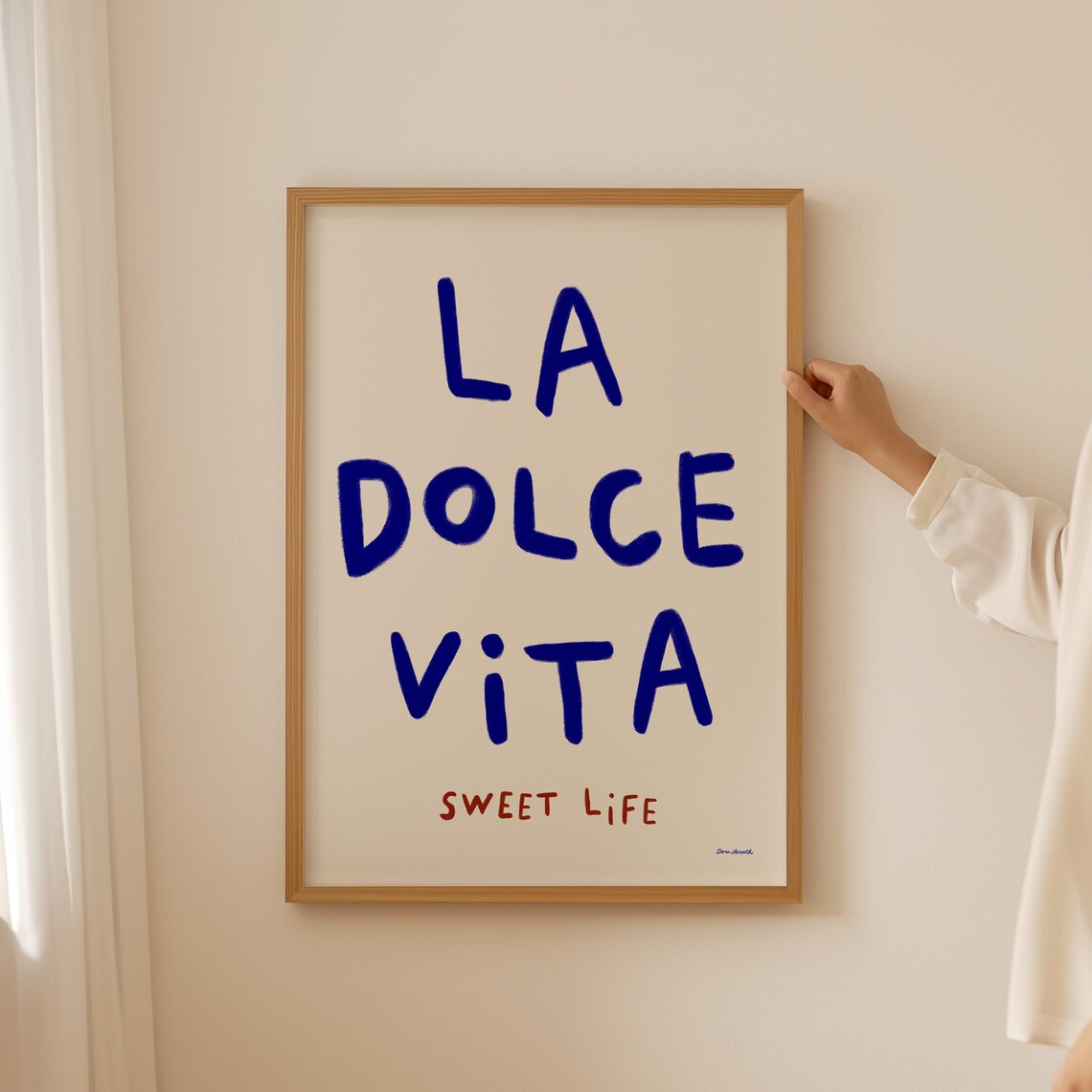 La Dolce Vita Italian Quote Hand Lettered Blue Kitchen Poster - Image 3