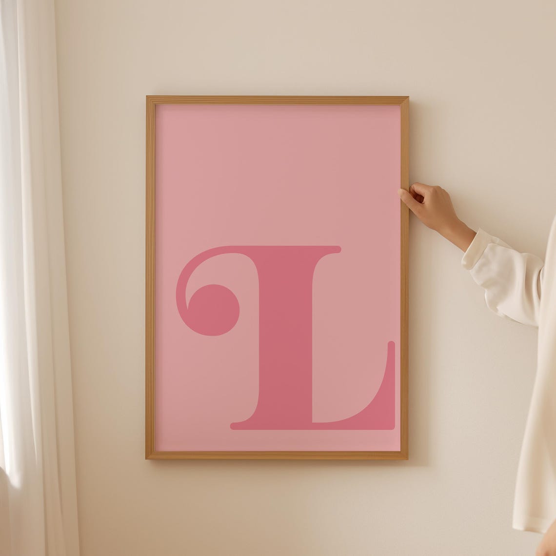 Letter L Monogram Soft Pink Serif Typography Minimalist Name Wall Art - Image 4