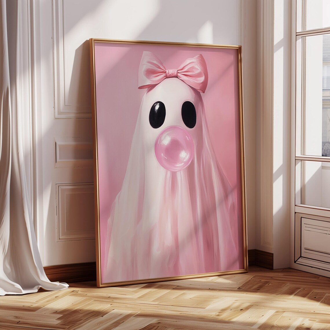 Pink Sheet Ghost Bubblegum Halloween Poster Print - Image 4