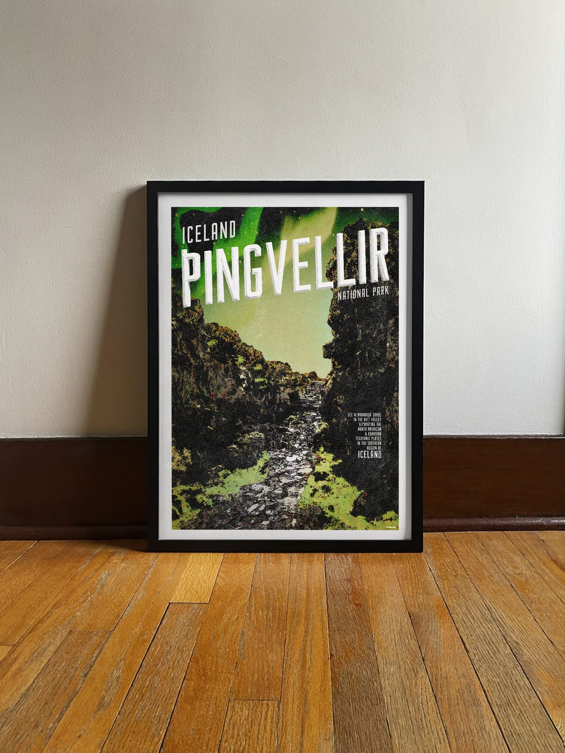 Iceland Thingvellir National Park Rift Valley Vintage Travel Poster