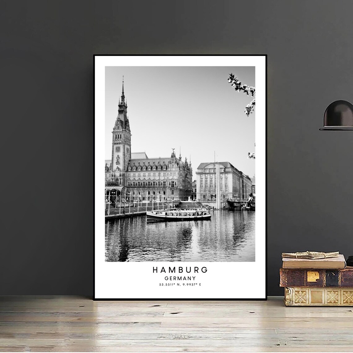 Hamburg Germany Black And White Minimalist Travel Poster - Image 2