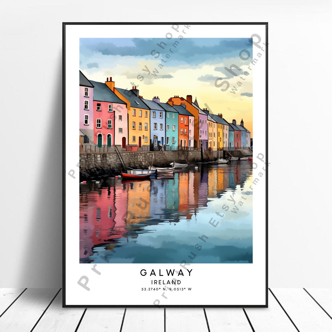 Galway Travel Print Colourful Poster Abstract Minimalist Ireland Wall Art Gift