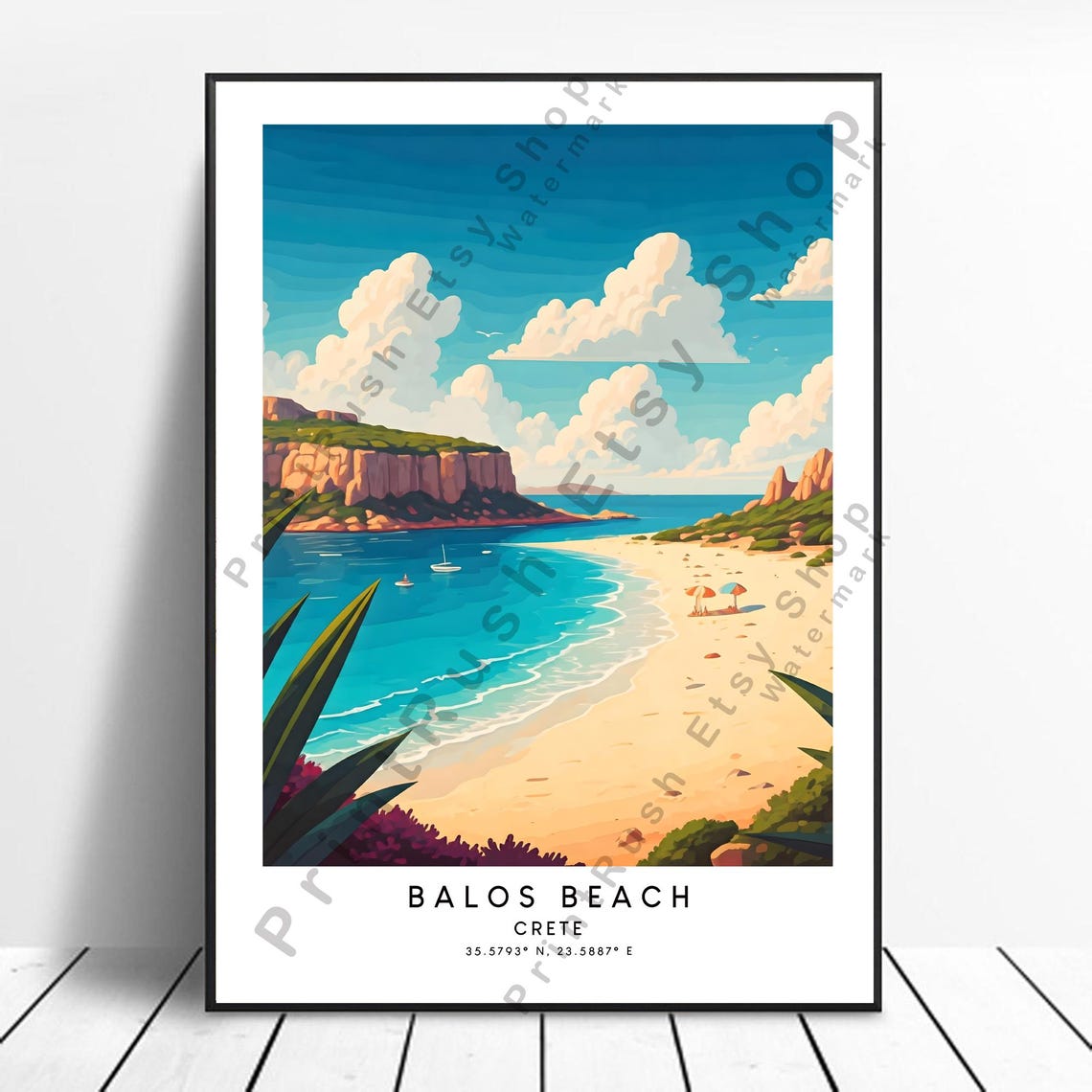 Balos Beach Crete Turquoise Bay Cliffs Greek Island Travel Poster