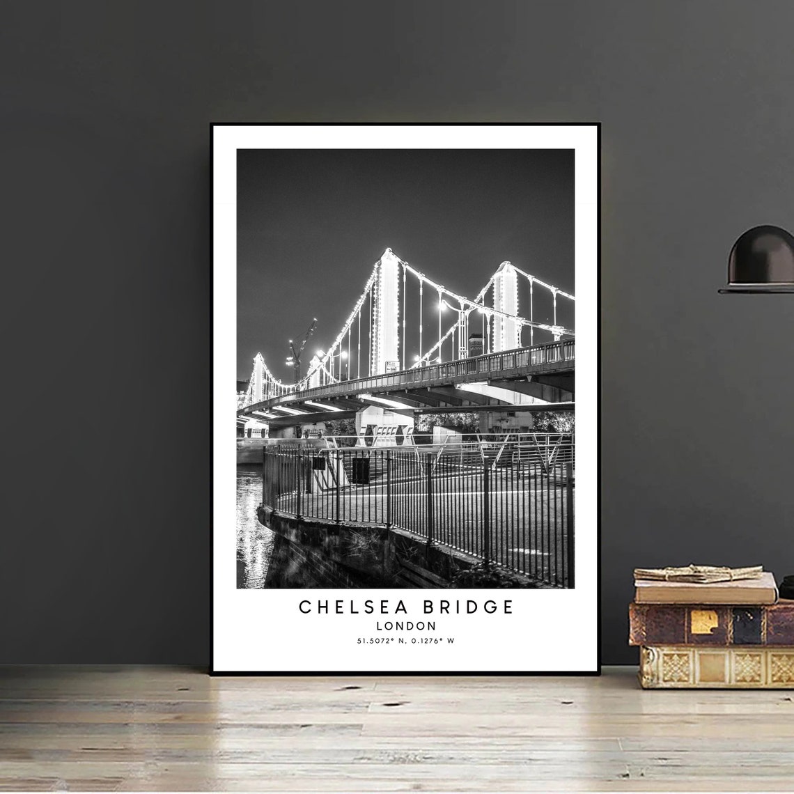 Chelsea Bridge Print Chelsea Bridge Poster Chelsea Wall Art London Print Black And White Chelsea London Wall Print Chelsea Bridge Gift Art - Image 2