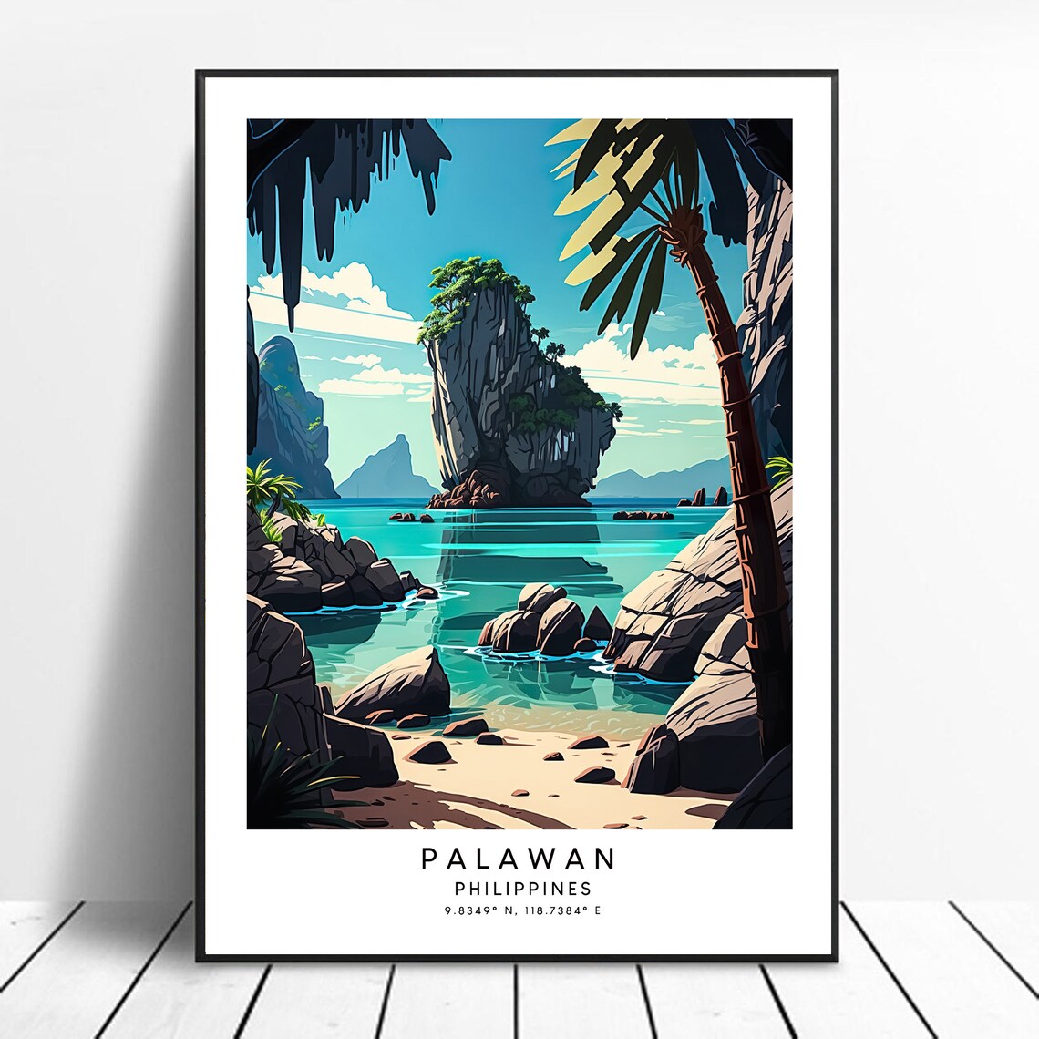 Palawan Travel Print Colourful Poster Abstract Minimalist Wall Art Gift