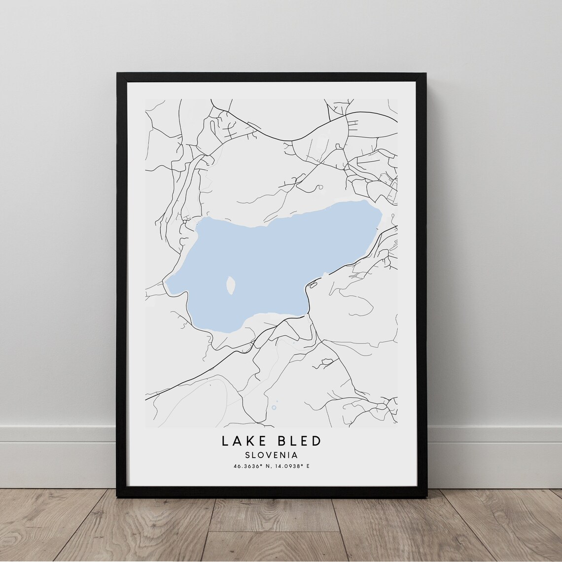 Lake Bled Map Minimalist Poster Wall Art Print Gift