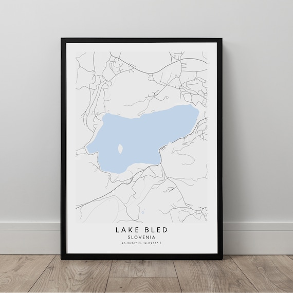 Lake Bled Map Minimalist Poster Wall Art Print Gift