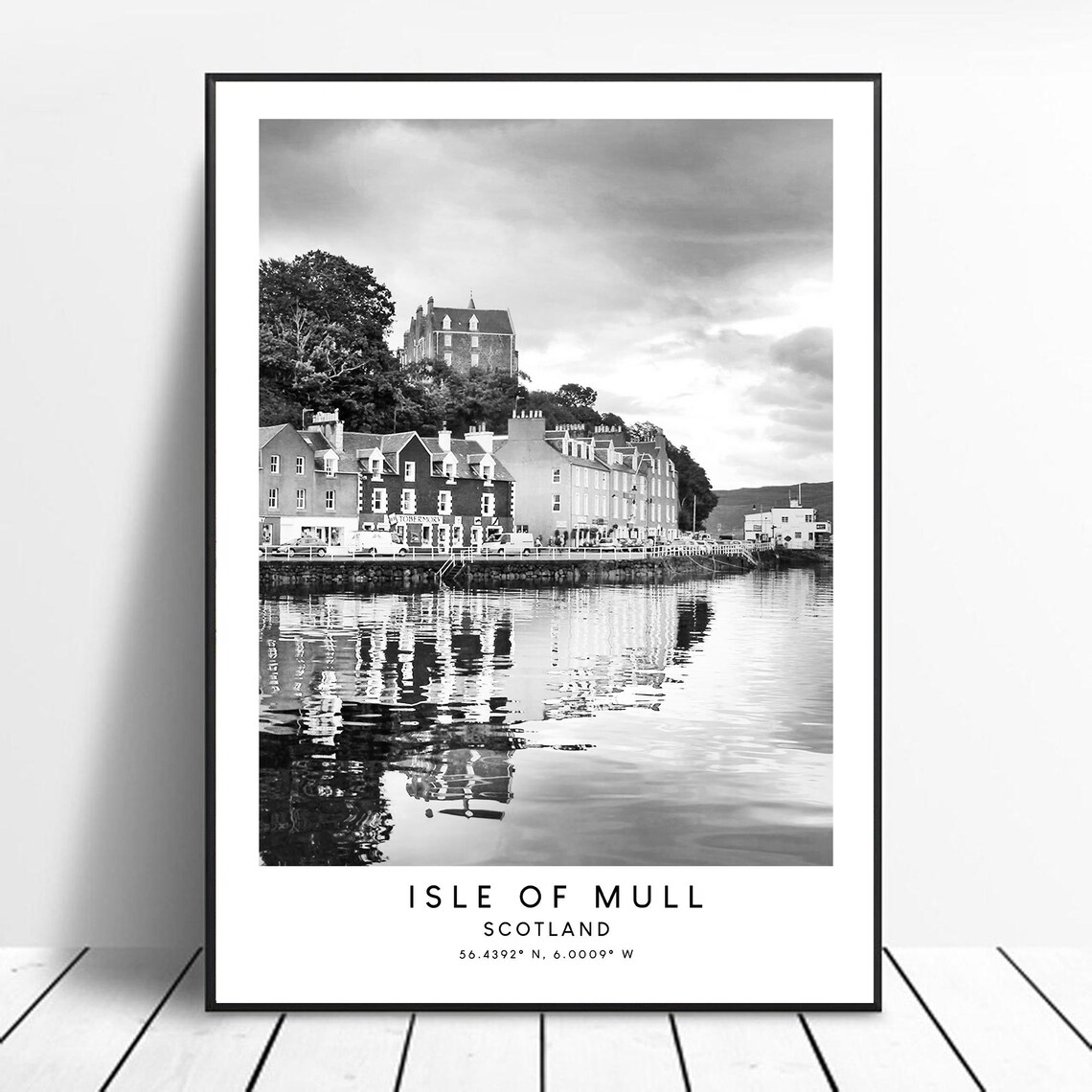 Isle Of Mull, Black And White Minimalist Travel Poster