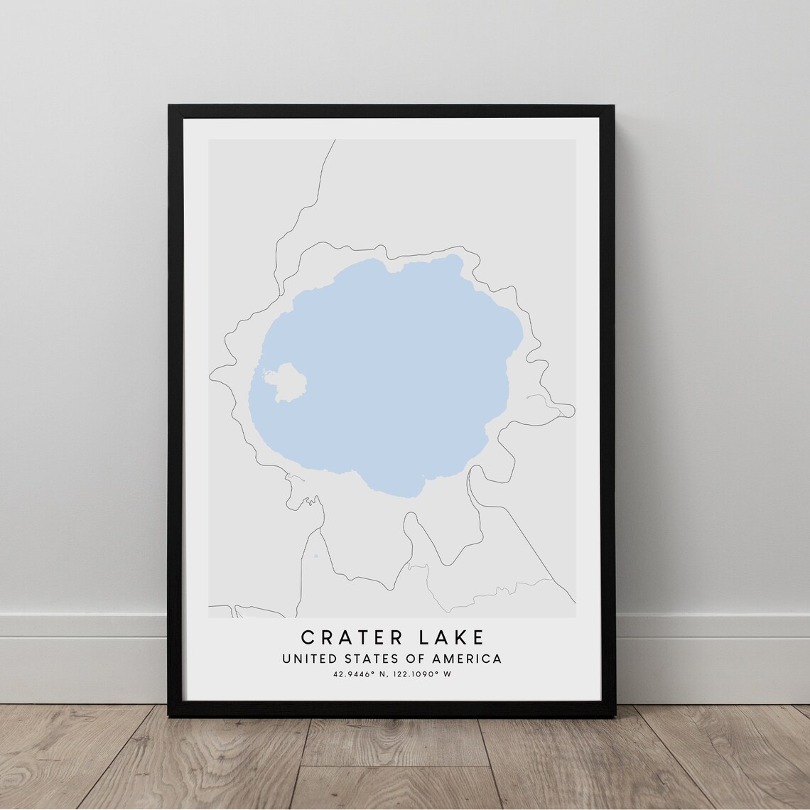 Crater Lake Print Map Art Poster Wall Minimalist Gift
