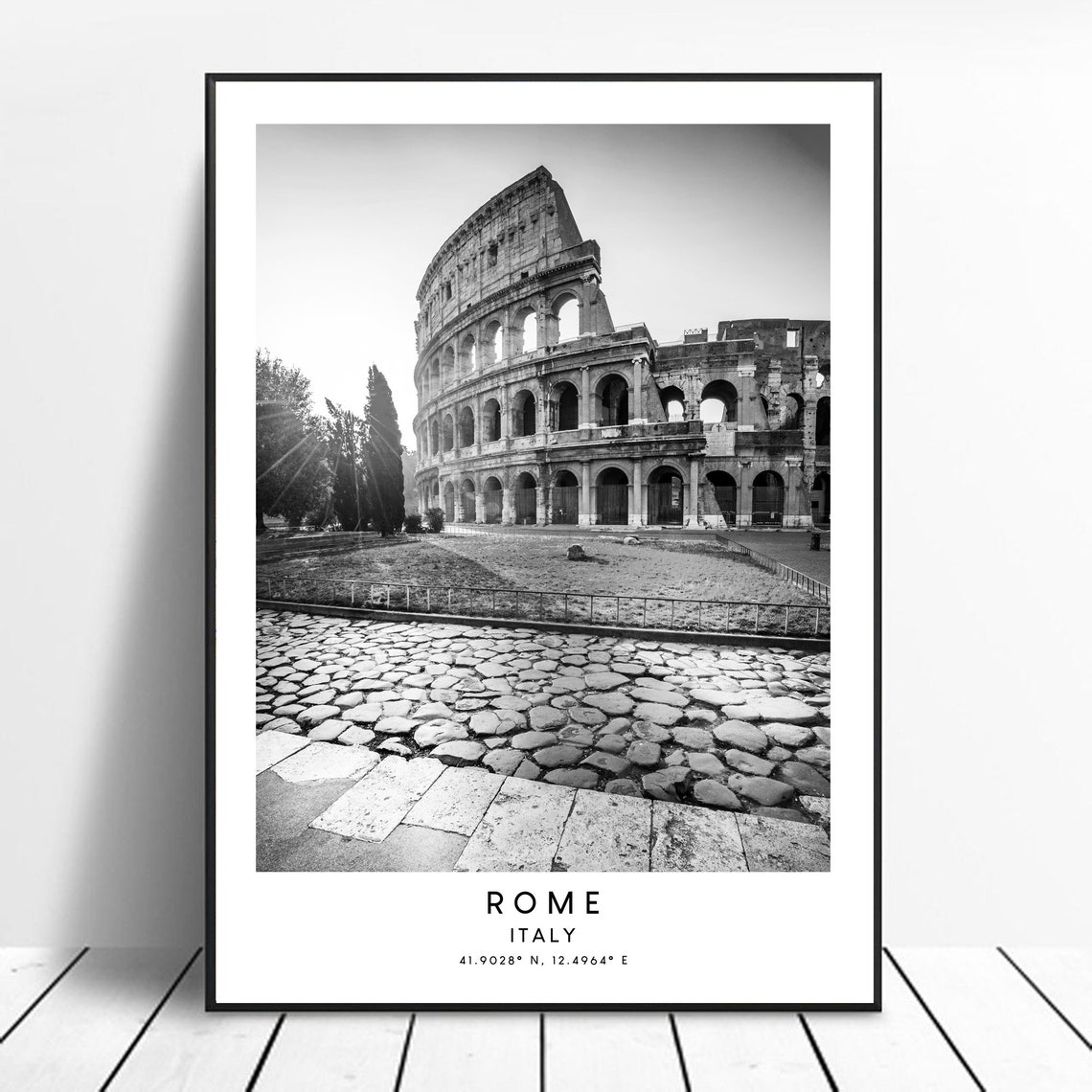 Rome Italy Colosseum Coordinates Minimalist Art Print