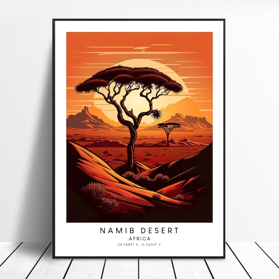 Namib Desert Travel Print Colourful Poster Abstract Minimalist Wall Art Gift