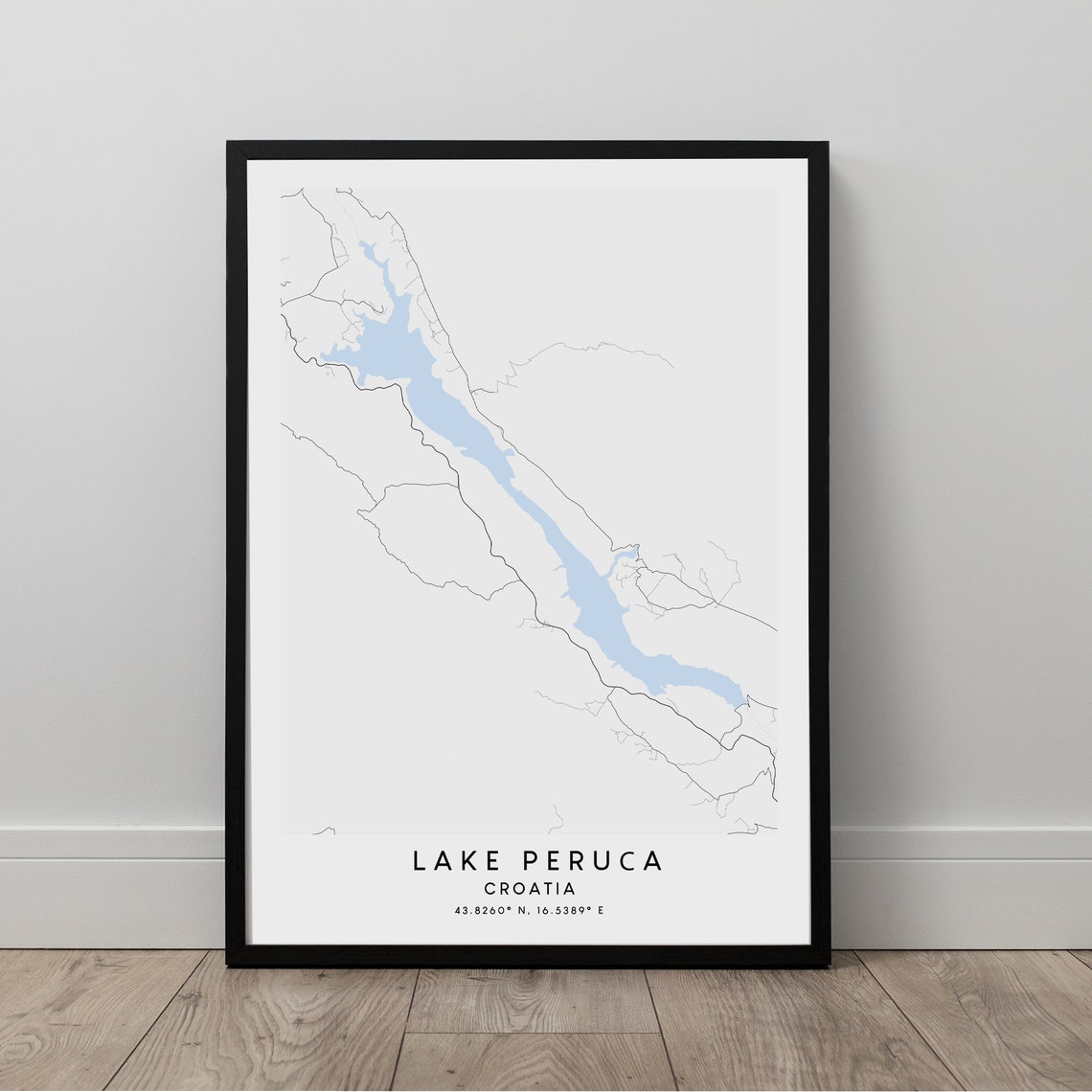 Lake Peruca Croatia Minimalist Blue Lake Map Art Travel Poster