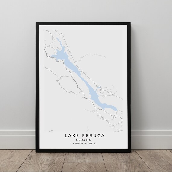 Perua Lake Map Print Peruca Art Wall Minimalist Gift