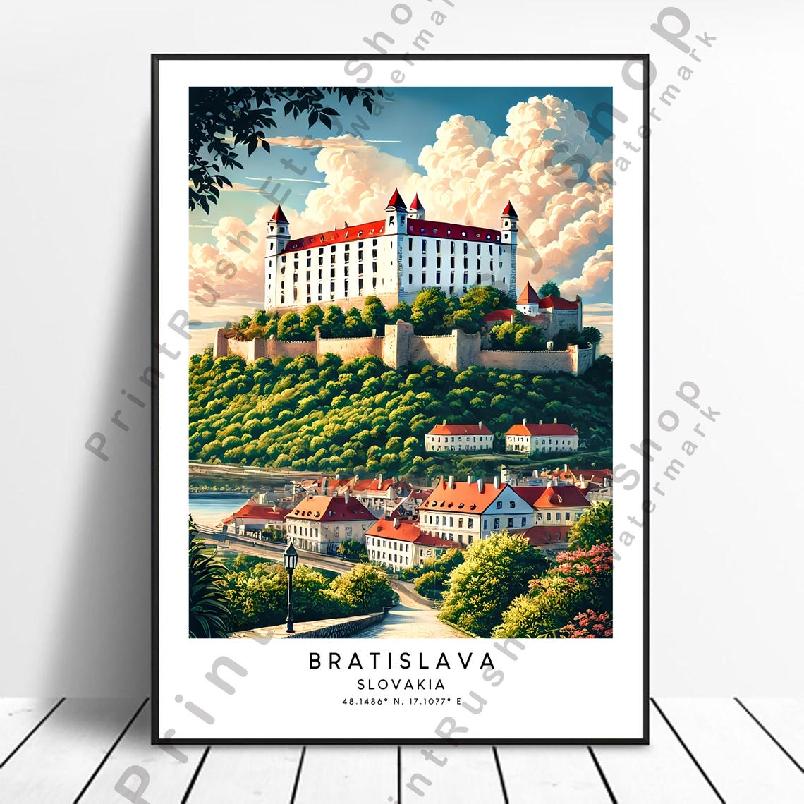 Bratislava Castle Slovakia Historic Hilltop Travel Art Poster