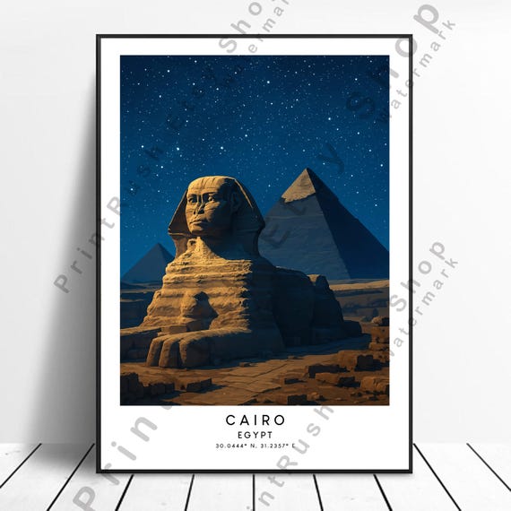 Cairo Travel Poster Egypt Illustration Art Wall Print Home Decoration Hanging Artwork Gift