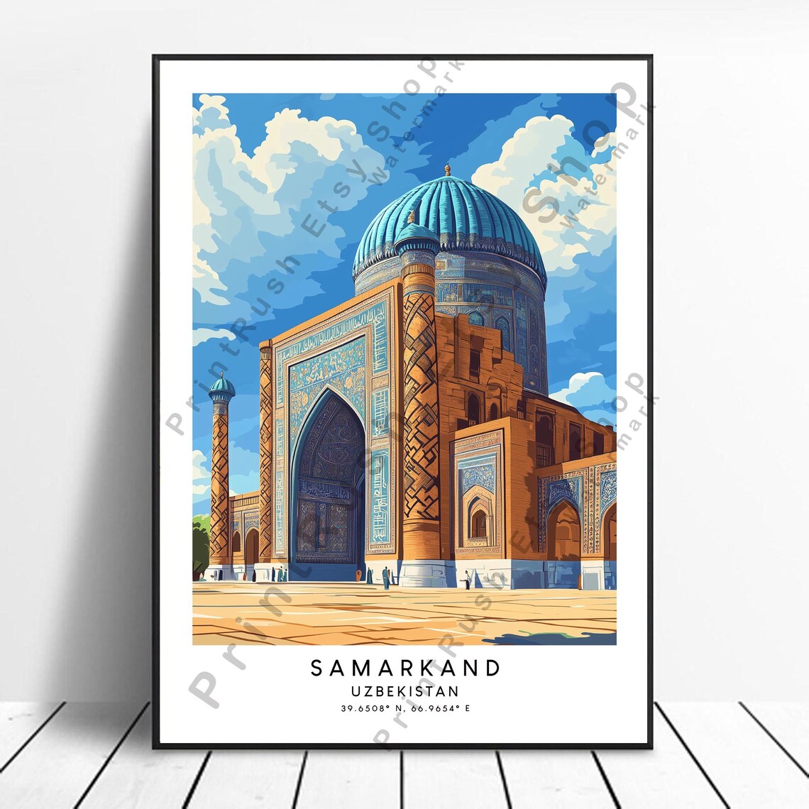 Uzbekistan Travel Print, Minimalist Samarkand Poster
