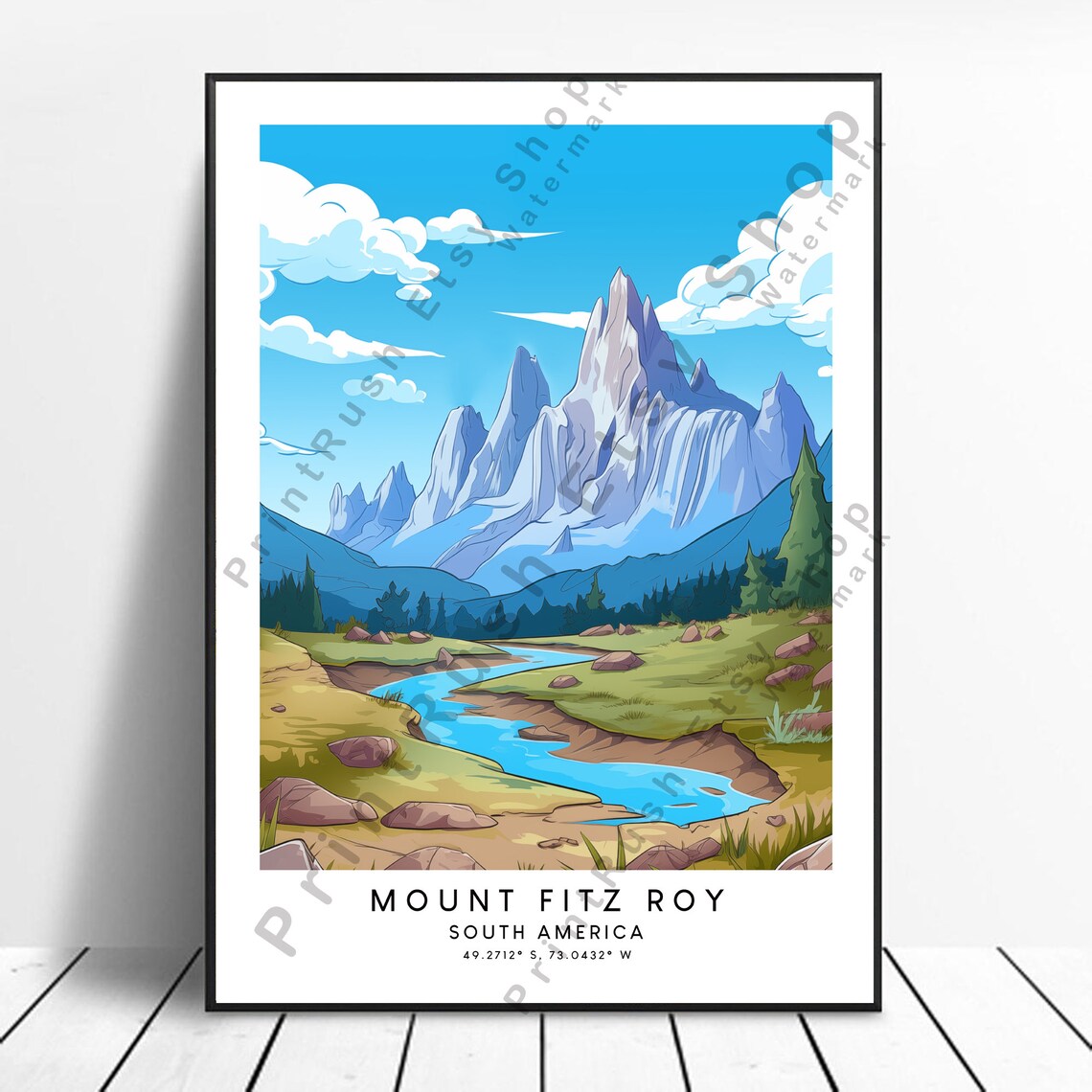 Mount Fitz Roy South America Minimalist Granite Peaks Art Poster