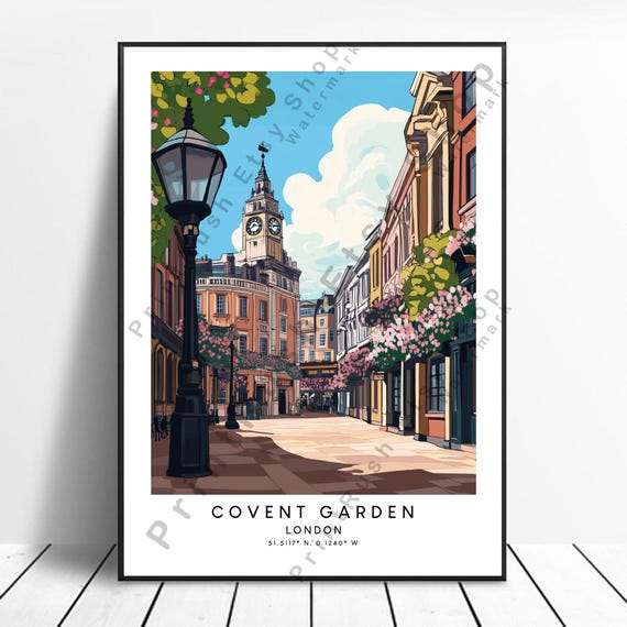 Covent Garden Print Poster Colourful London Wall Art Home Dcor Gift Illustration