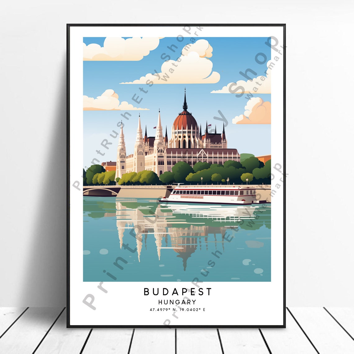 Budapest Travel Print Colourful Poster Minimalist Hungary Wall Art Gift