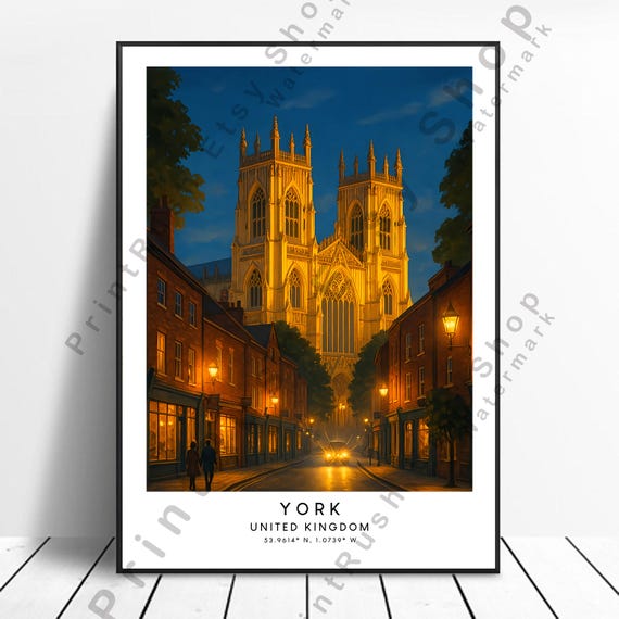 York Travel Print Illustration Art Wall Poster Dcor United Kingdom Home Decor Gift