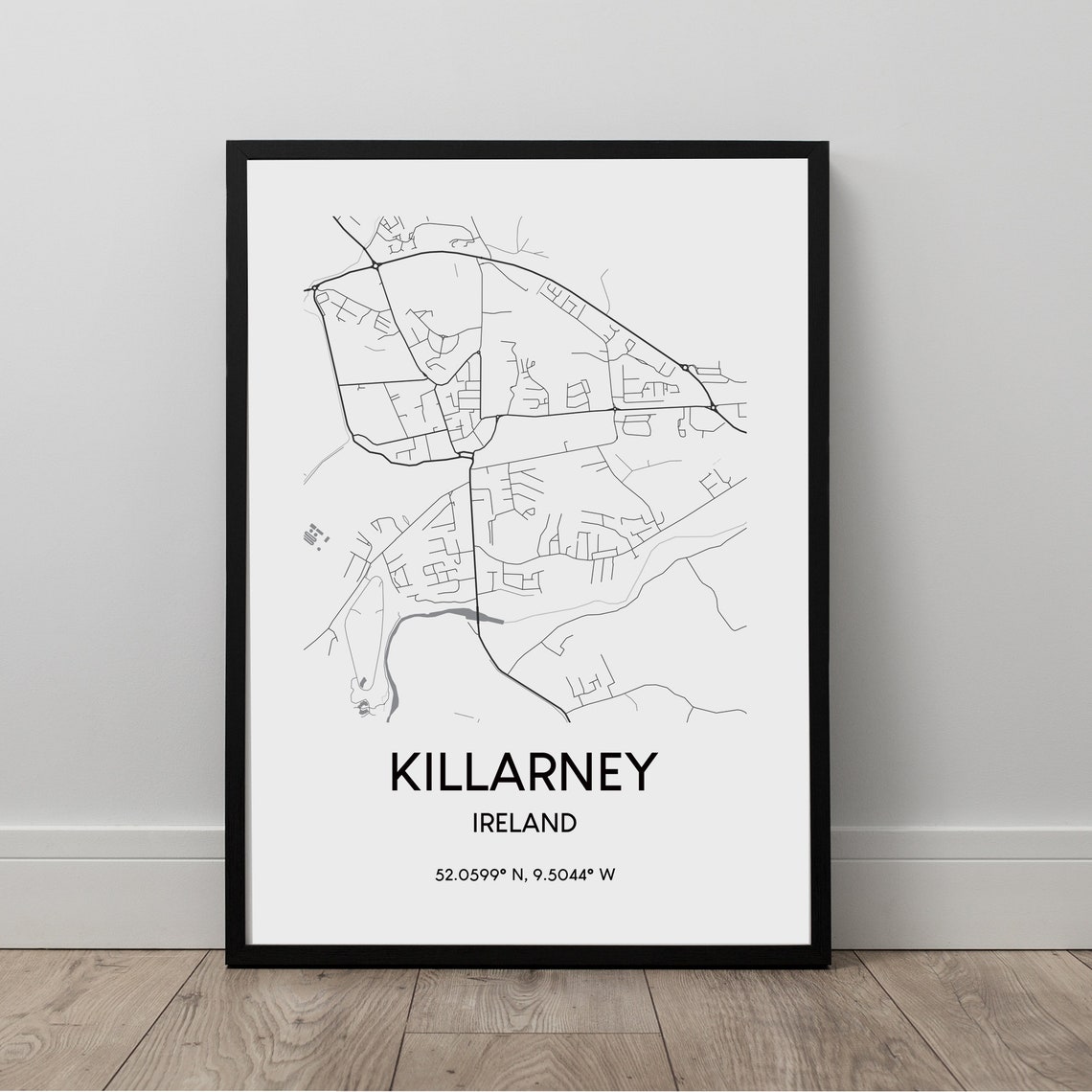 Killarney Ireland City Map Coordinates Minimalist Travel Art Poster