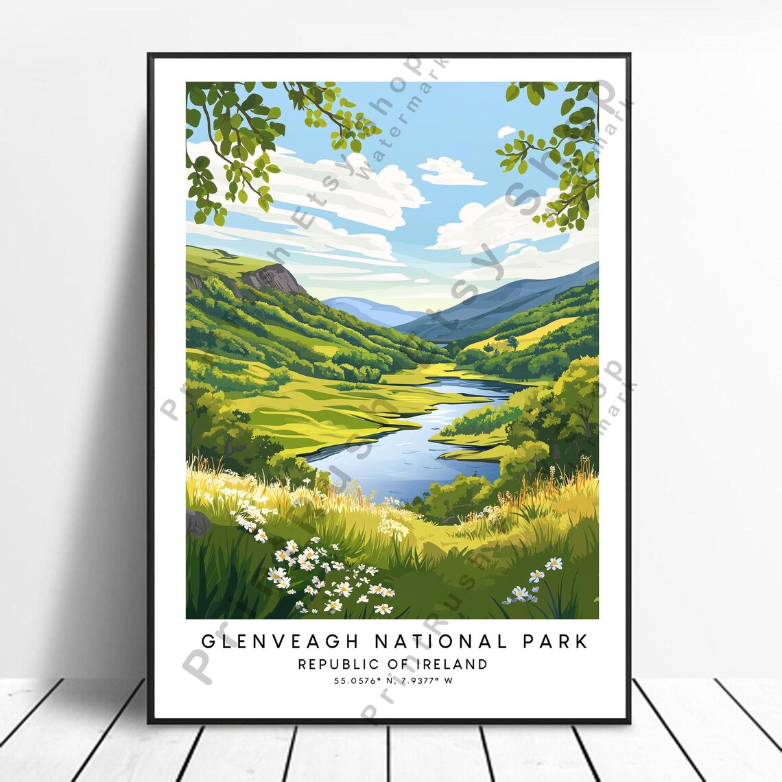 Glenveagh National Park Ireland Valley Lake Colorful Scenic Poster