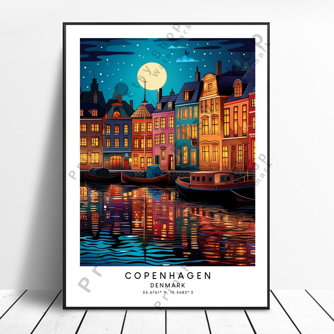 Copenhagen Colourful Travel Poster