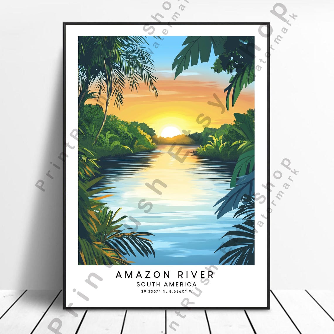 Amazon River Print Colourful Poster Wall Minimalist Art Home Dcor South America Gift