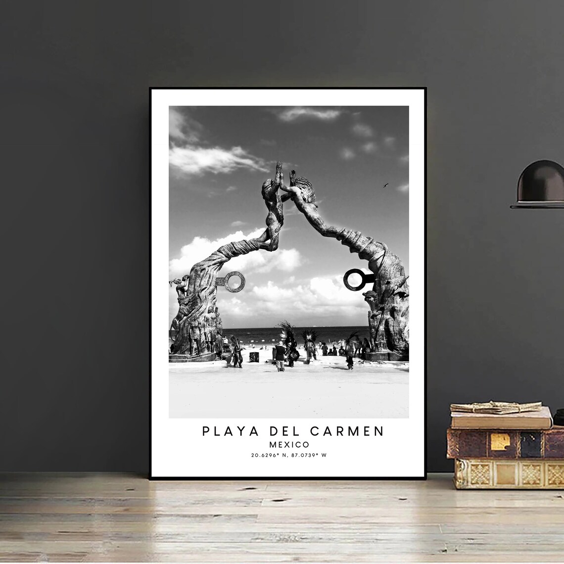 Playa Del Carmen Black and White Travel Poster - Image 2