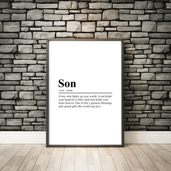 Son Print Son Definition Print Son Wall Art Son Definition Poster Dictionary Print Gift For Son Home Wall Art Son Quote Print