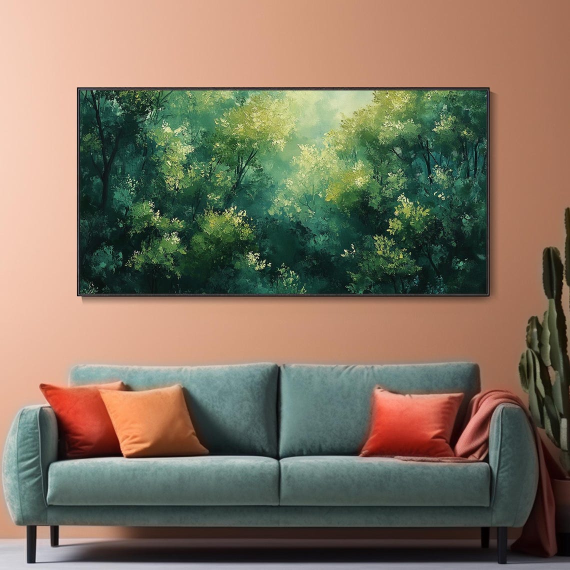 Lush Green Forest Canopy Sunlit Trees Peaceful Nature Landscape Poster - Image 2