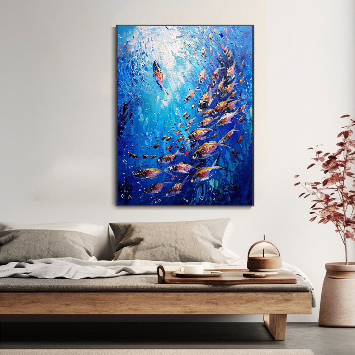 School Of Colorful Fish Underwater Blue Ocean Scene Animal Art Print - Image 5