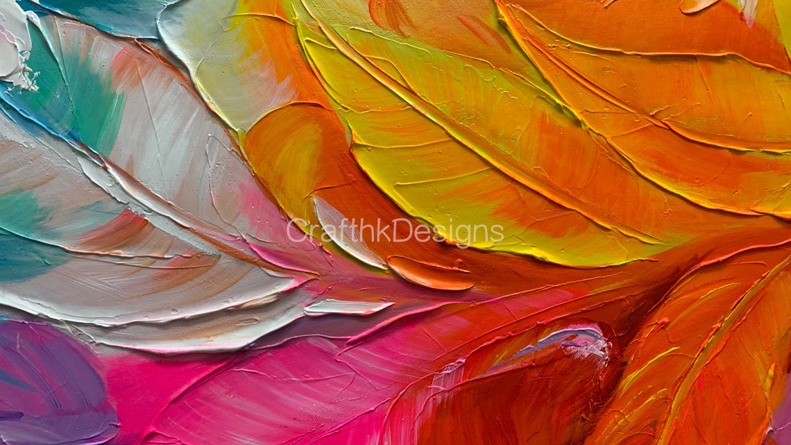 Vibrant Abstract Feather Strokes Colorful Texture Modern Art Print - Image 4