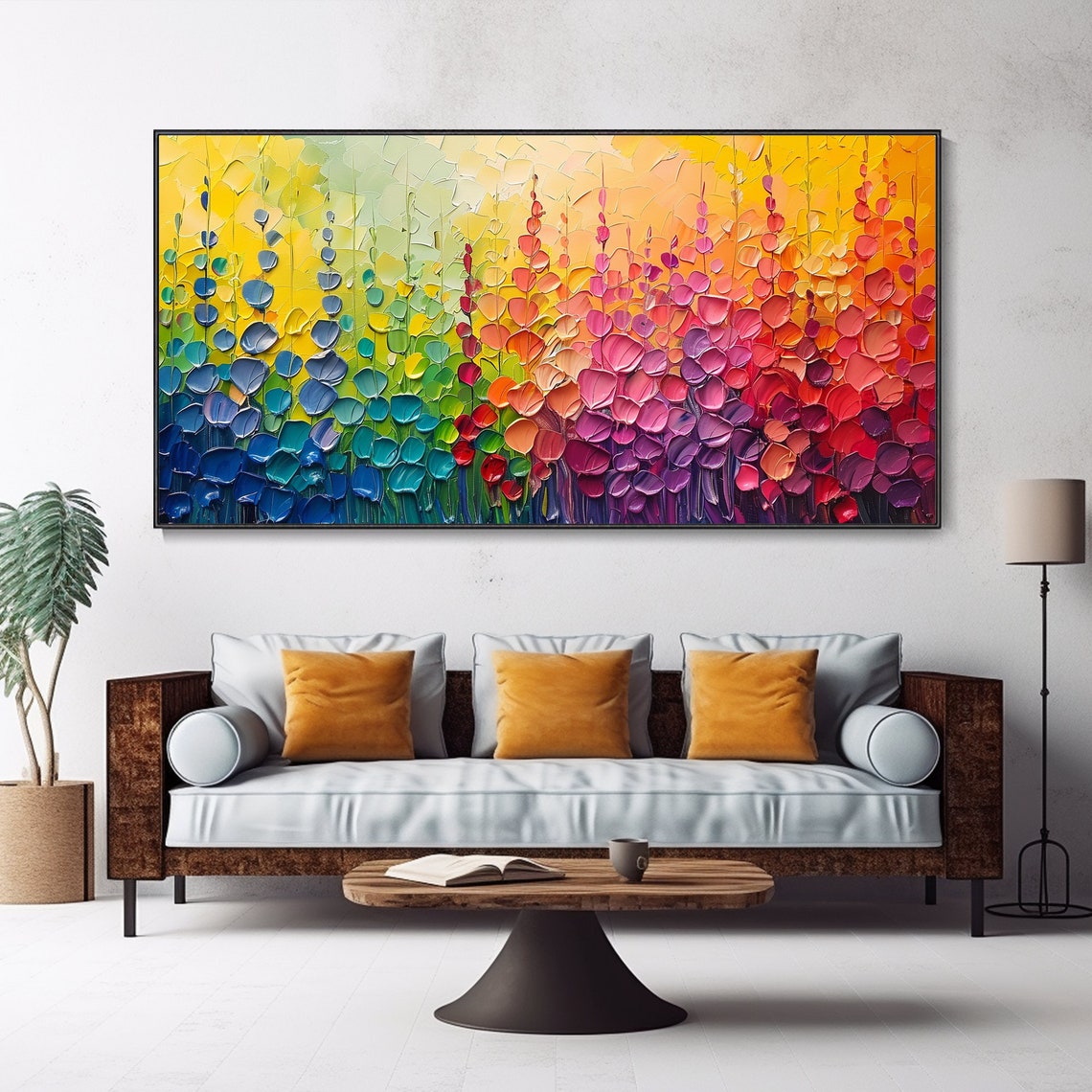 Rainbow Gradient Petal Mosaic Colorful Abstract Garden Art Print - Image 3