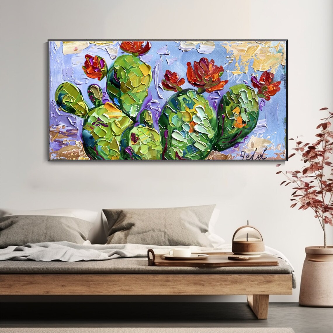 Cactus Oil Painting, Abstract Botanical Art Print - Image 5